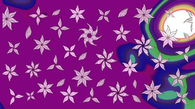 Çiçekli karalama şeklinde Raster çiçek deseni. Mor renkli çiçekler. Nazik, narin çiçek arkaplanı.