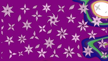 Raster illüstrasyonu. Mor renkli çiçekler. Çiçek süslemeli çizim deseni.
