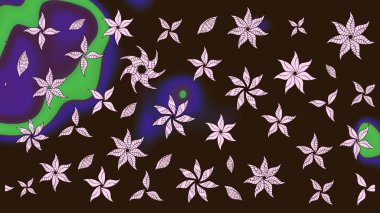 Raster illüstrasyonu. Çiçek desenli çizim. Asya tekstil tarzında. Kahverengi renkli çiçekler. Raster illüstrasyonu.