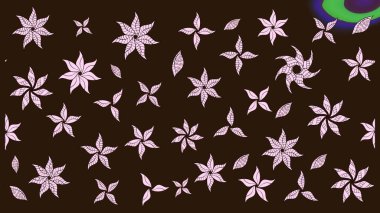 Çiçekli karalama şeklinde Raster çiçek deseni. Raster illüstrasyonu. Yumuşak, bahar çiçekleri kahverengi renklerde.