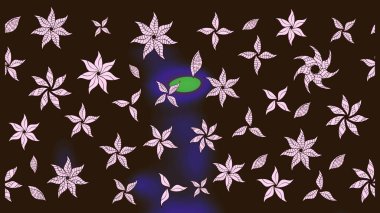 El çizimi çiçek unsurları olan soyut çizim raster deseni. 1950-1960 motifleri. Çiçekli ipek eşarp. Retro tekstil tasarım koleksiyonu. Kahverengi üstüne kahverengi.