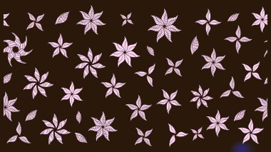 Raster illüstrasyonu. Asya tekstil tarzında. Raster illüstrasyonu. Çiçek desenli çizim. Kahverengi renkte çiçekler.