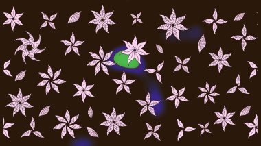 Düz Çiçek Elementleri Tasarımı. Kahverengi renkli çiçekler. Sevimli çiçek raster deseni. Renkli Yaz Teması çizim şablonu.