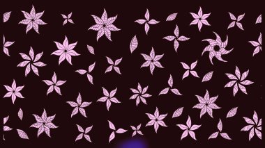 Raster illüstrasyonu. Çiçek desenli çizim. Kahverengi renkli çiçekler. Asya tekstil tarzında. Raster illüstrasyonu.