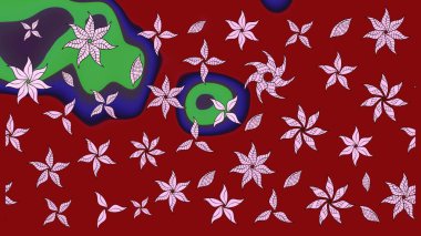 Suluboya stilinde kırmızı renkte. Raster illüstrasyonu. Küçük çiçekli bahar deseni çiz.