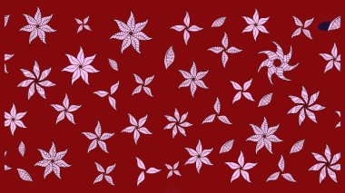 Düz Çiçek Elementleri Tasarımı. Renkli Bahar Teması eskiz kalıbı. Kırmızı renkte çiçekler. Raster illüstrasyonunda çiçek deseni çizimi.