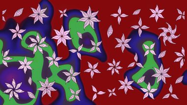 Kibarca, kırmızı renkte bahar çiçekleri. Raster illüstrasyonu. Çiçekli yumuşak bir eskiz şekli. Raster çiçekleri klasik tarzda resmedilir..