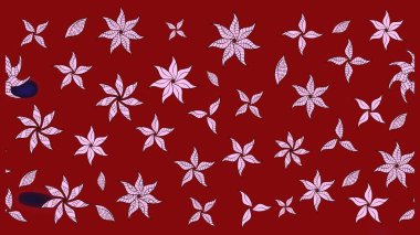 Elle çizilmiş çiçek desenli Raster çizimi. Çocuksu tasarım. Kırmızı arka planda. Tekstil, kumaş, ambalaj, hatıra defteri için güzel çiçek arkaplanı..