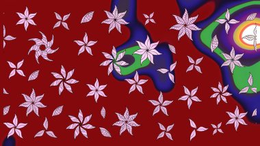 Raster illüstrasyonu. Çiçekler, dallar, bitkiler ve çiçekler. Güzel kumaş deseni. El çizimi.