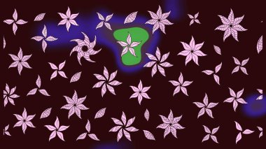 Küçük çiçekte hoş bir çiçek deseni var. Kahverengi renkler ve parlak çiçekler üzerine soyut çizim deseni. Çiçek elementli zarif raster dokusu..