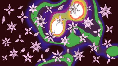 Raster düz çiçek çizim deseni. Kahverengi renkli çiçekler. Tasarım hediye paketi, tebrik kartları, posterler ve afiş tasarımı.