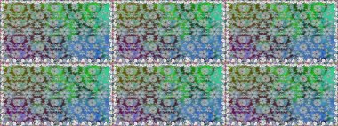 Düz Çiçek Elementleri Tasarımı. Renkli Bahar Temalı Kusursuz Arkaplan. Yeşil renkli çiçekler. Sevimli çiçek raster deseni.