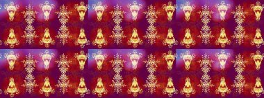 Renkli arka planda izole kar taneleri. Raster illüstrasyonu. Kar taneleri radyal kırmızı ve mor renkler.