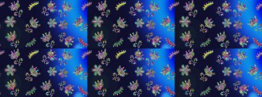 Raster çiçek desenli çiçek deseni, yapraklar, dekoratif elementler, sıçrama, lekeler, el çizimi kontur çizgileri ve Doodle çizim stili, grafik raster çizim çizimi.