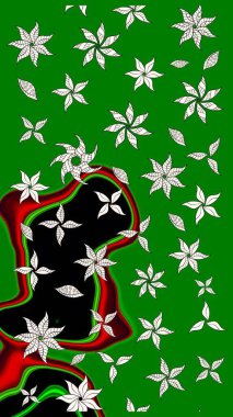 Düz Çiçek Elementleri Tasarımı. Yeşil renkli çiçekler. Çiçekli çizim şekli. Renkli Bahar Teması çizim şablonu.