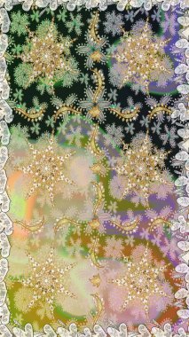 Geleneksel oryantasyon süsü. Tarafsız renklerde, altın elementlerle kusursuz desen. Klasik klasik klasik arka plan. Klasik raster altın pürüzsüz desen.