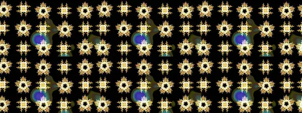 Yüzey için tekrarlanan doku, ambalaj kağıdı, siyah, sarı ve kahverengi renkli kar tanesi. Kış kar taneleri, raster arka plan.