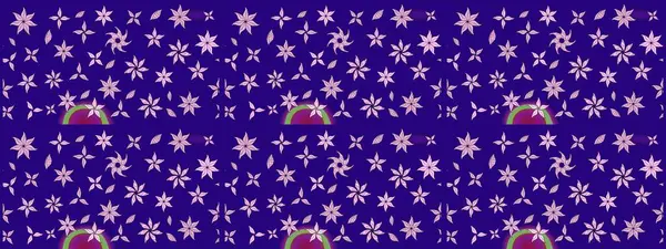 Raster illüstrasyonu. Yumuşak, mavi renkte bahar çiçekleri. Yaprak ve çiçeklerin suluboya resmi, mavi renkte çizim deseni.