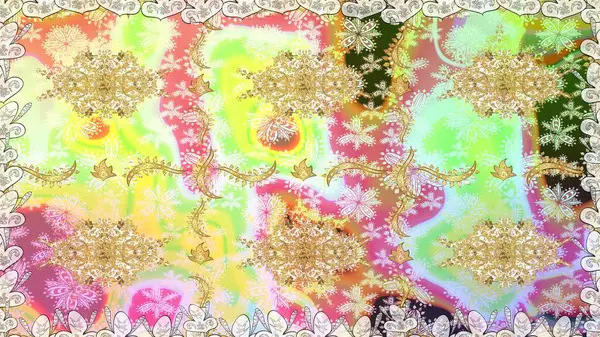 Tarafsız renklerde kusursuz desen. Raster altın pürüzsüz desen. Doğu tarzı arabesk tarzında altın elementler. Kusursuz altın desenli bukleler..