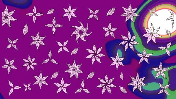 Çiçekli karalama şeklinde Raster çiçek deseni. Mor renkli çiçekler. Nazik, narin çiçek arkaplanı.