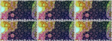 Motley illüstrasyonu. Çiçekli bahar çiçekleri. Moda baskıları için zarif bir şablon. Küçük çiçekte güzel bir desen. Küçük renkli çiçekler..