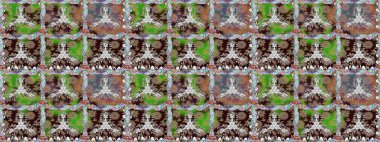 Kahverengi renklerde etnik çiçeklerle kusursuz bir desen. Raster Çiçek İllüstrasyon Şirin Tekstil.