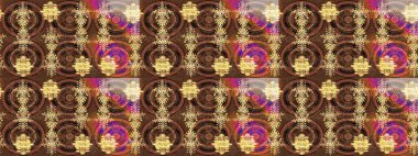 Kahverengi, sarı ve bej kar taneleri. Kar tanelerinin soyut arkaplanlı Noel şablonu. Raster illüstrasyonu. Noel ve Yeni Yıl moda baskıları için tatil tasarımı.