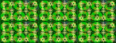 Raster illüstrasyonu. Renkli arka planda izole tatlı kar taneleri. Kar taneleriyle yeşil, sarı ve kahverengi renkler.