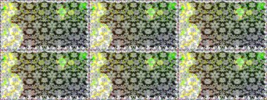 Yapraklı çiçekler ve kır renkli papatya çiçekleri. Kusursuz bir arka plan modeli. Raster - stok.