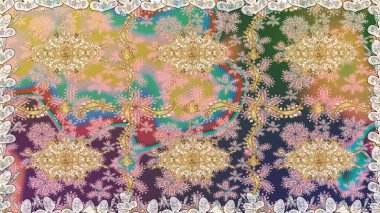 Raster altın desen. Doğulu stil, altın elementlerle bej renkli altın desenli arabesk yapar. Kusursuz kıvırcık saçlar..