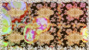 Kahverengi renklerde altın desenler ve altın elementler. Süslü raster dekorasyonu. Barok tarzında duvar kağıdı tasarımı için kusursuz damaske deseni arkaplanı.