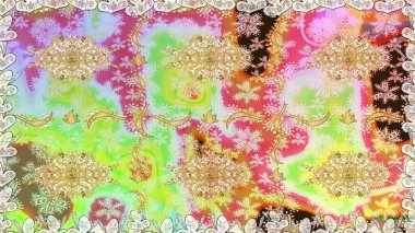 Barok tarzında kusursuz bir doğulu süsü. Tarafsız renklerde ve altın elementlerle geleneksel klasik altın raster deseni.