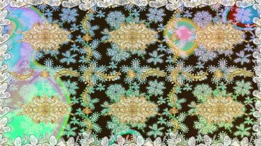 Tarafsız renklerde, altın elementlerle pürüzsüz bir desen. Şam tasarım için kusursuz desen.