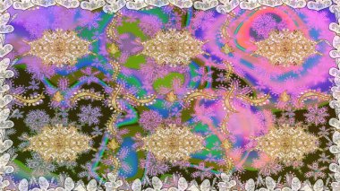 Geleneksel oryantasyon süsü. Klasik klasik klasik arka plan. Kusursuz klasik raster nötr ve altın desenli.