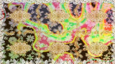 Barok tarzında altın çiçekli süs. Antika altın tekrarlanabilir duvar kağıdı. Tarafsız renklerde altın element. Damask pürüzsüz tekrarlama deseni.