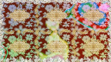 Tarafsız renklerde, altın elementlerle klasik, pürüzsüz desen. Raster illüstrasyonu.