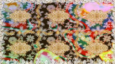 Kusursuz altın desenli bukleler. Raster altın pürüzsüz desen. Doğu tarzı arabesk tarzında altın elementler. Kahverengi renklerde pürüzsüz desen.