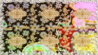 Altın çiçekli, pürüzsüz desen. Barok tarzında altın çiçekli süs. Tarafsız renklerde altın element. Damask arkaplanı.