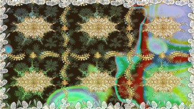 Barok tarzında kusursuz bir doğulu süsü. Raster geleneksel altın pürüzsüz desen kahverengi renklerde.