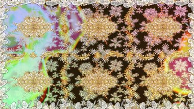 Doğu tarzı arabesk tarzında altın elementler. Tarafsız renklerde kusursuz desen. Kusursuz altın desenli bukleler. Raster altın pürüzsüz desen.