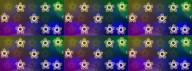 Raster mavisi, yeşil ve mor kar tanelerinden izole edilmiş. Güzel bir kış süsü. Raster illüstrasyonu. Kar taneleri koleksiyonu.