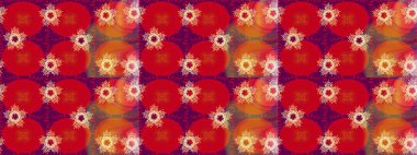 Kar taneleri izole edildi. Kar tanesi süsü Raster illüstrasyonu. Kırmızı, turuncu ve mor renkte kar tanesi süsü. Güzel süs eşyası..