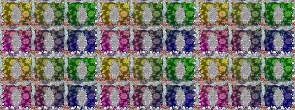 Raster illüstrasyonu. Yeşil renkli yeşil papatya deseni. Yeşil renklerde.