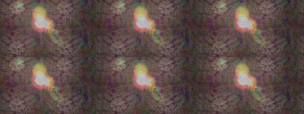 Yapraklı çiçekler ve kahverengi, gri ve yeşil renklerde papatya çiçekleri. Eskiz arkaplan modeli. Raster - stok.