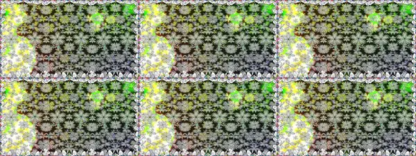 Yapraklı çiçekler ve kır renkli papatya çiçekleri. Kusursuz bir arka plan modeli. Raster - stok.