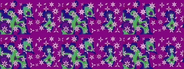 Raster illüstrasyonundaki çiçek desenli çizim. Mor renkli çiçekler. Düz Çiçek Elementleri Tasarımı. Renkli Yaz Teması çizim şablonu.