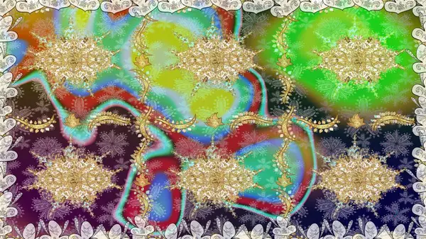 Geleneksel oryantasyon süsü. Klasik klasik klasik arka plan. Kusursuz klasik raster nötr ve altın desenli.