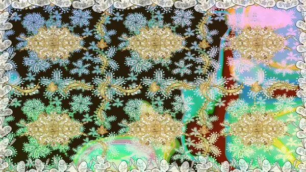 Raster oryantal süs. Altın elementlerle nötr renklerde altın desen. Kusursuz altın desen.