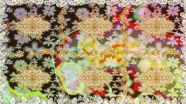 Raster klasik barok çiçeksiz altın desenli. Lüks, kraliyet ve Viktorya dönemi konsepti. Tarafsız renklerdeki altın desenler ve altın elementler. Süsleme.