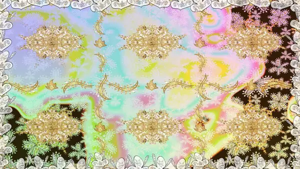 Kusursuz klasik altın desen. Altın elementlerle nötr renklerde altın desen. Raster geleneksel oryantasyon süsü.